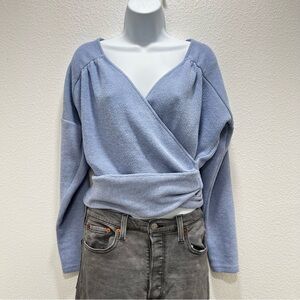 By Anthropologie Faux Wrap Sweater Light Blue Size Medium